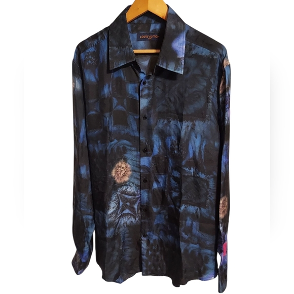 FW21 Louis Vuitton | SILK | Damier Salt | Acid / Bleach Wash | Button Up - Picture 6 of 16